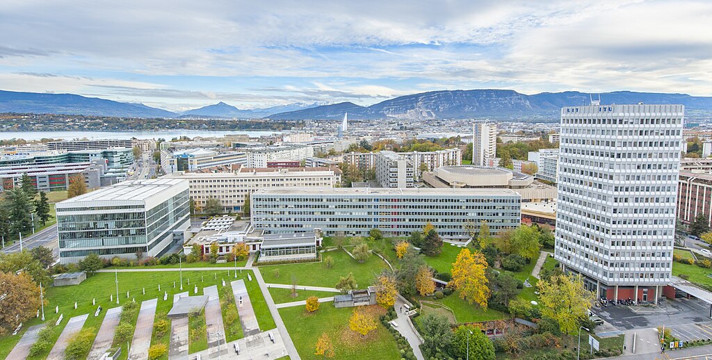 International Telecommunication Union ITU headquarters buildings in Geneva Switzerland for global space communications regulation